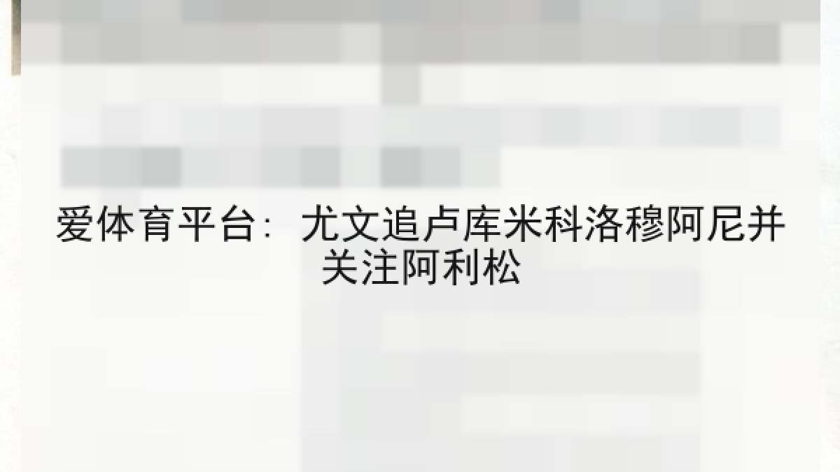 爱体育平台: 尤文追卢库米科洛穆阿尼并关注阿利松